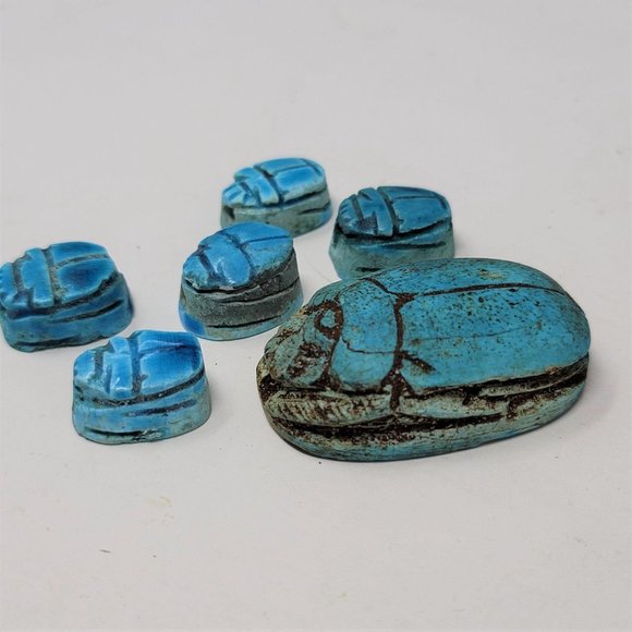 COPY - Vintage Scarab Beads Blue from Egypt - Picture 2 of 7